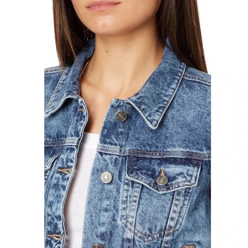 Free‎ People Rumors Denim Jacket Light Indigo Paneled Seams Size S - Picture 4 of 10